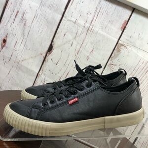 Levi's Men’s Black Faux Leather Low-Top Sneakers 9.5